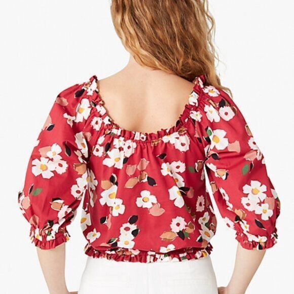 NWT kate spade Botanical garden aperitif top, Red and White - Picture 2 of 15